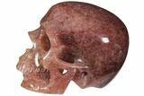 Realistic, Carved Strawberry Quartz Crystal Skull #116689-2